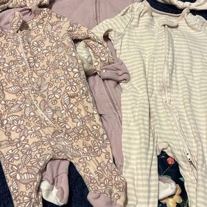 Cloud island  Pink and Cream Footies Soft One Pieces